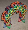 Oblique view of an ornate arch build of Mags magnetic construction toys