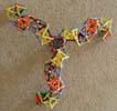 Top view of triskelion bridge with falseworks built of Magz magnetic construction toys
